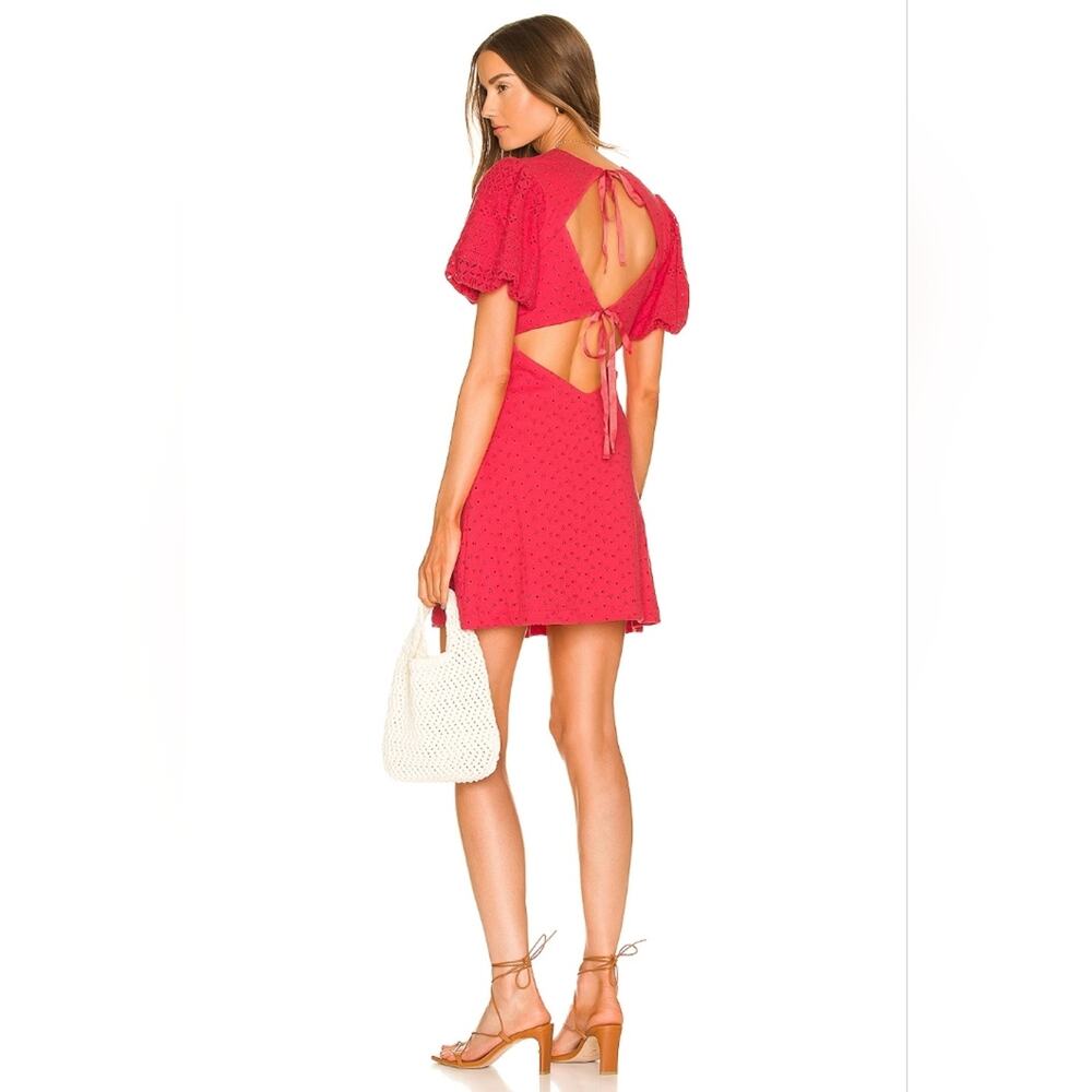 NEW Free People Apricot Rose Puff Sleeve Eyelet Dress